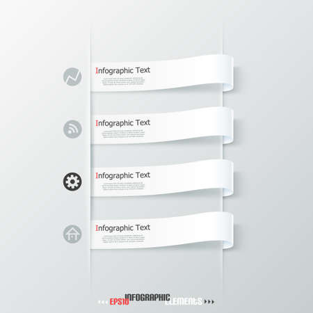 Modern infographics options banner with paper ribbons. Vector. Can be used for web design and  workflow layoutのイラスト素材