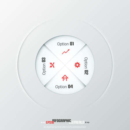 Modern infographics options banner with paper in circle. Vector. Can be used for web design and  workflow layoutのイラスト素材