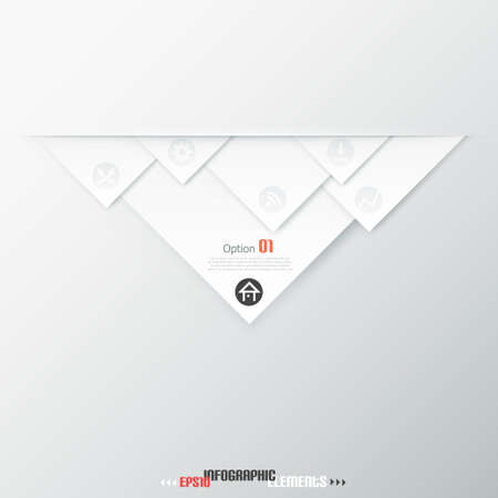 Modern infographics options banner with paper triangles on grey background. Vector. Can be used for web design and  workflow layoutのイラスト素材
