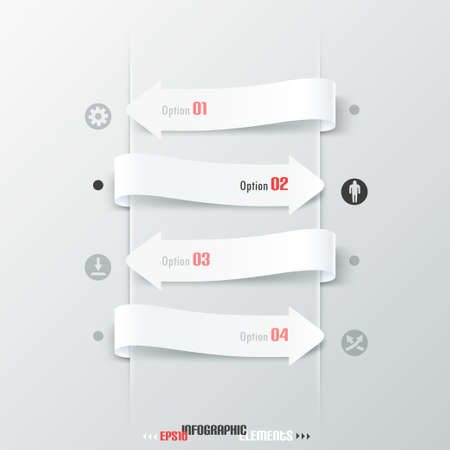Modern infographics options banner with white paper arrows. Vector. Can be used for web design and  workflow layoutのイラスト素材