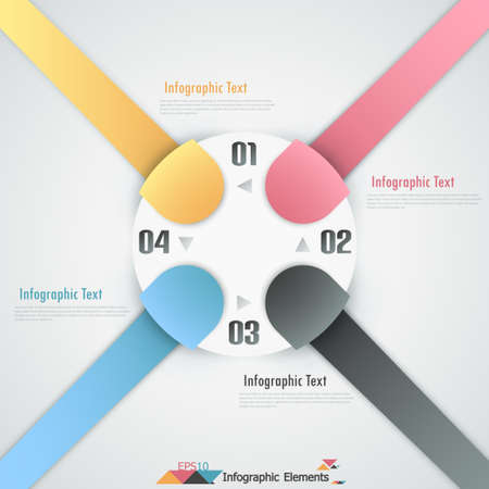 Modern infographics options banner with colorful paper ribbons. Vector. Can be used for web design and workflow layoutのイラスト素材