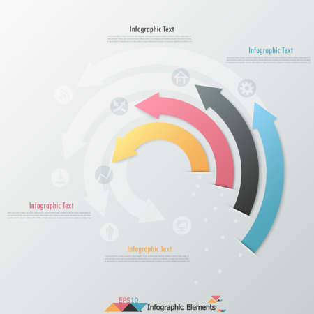Modern infographics options banner with paper arrows. Can be used for web design and  workflow layoutのイラスト素材