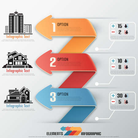 Modern infographics options banner paper arrows. Vector. Can be used for web design and  workflow layoutのイラスト素材