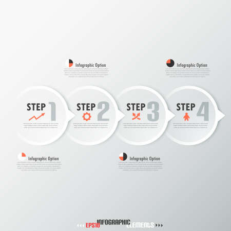 Modern infographics options banner with paper circles. Vector. Can be used for web design and  workflow layoutのイラスト素材
