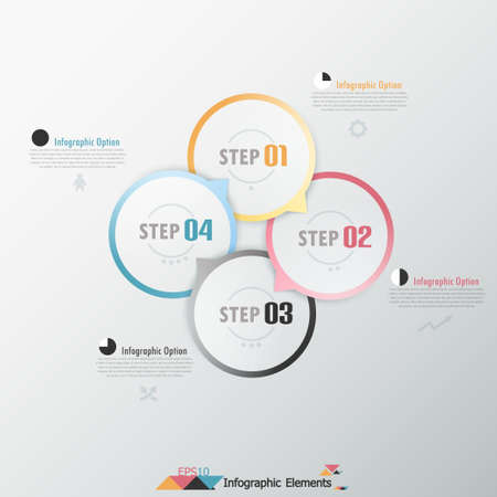 Modern infographics options banner with paper circles. Vector. Can be used for web design and  workflow layoutのイラスト素材