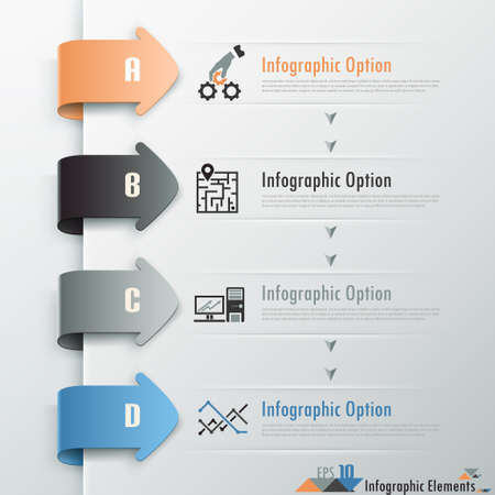 Modern infographics options banner with paper arrows. Vector. Can be used for web design and workflow layoutのイラスト素材