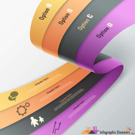 Modern infographics options banner with realistic colorful ribbon. Vector. Can be used for web design and  workflow layoutのイラスト素材