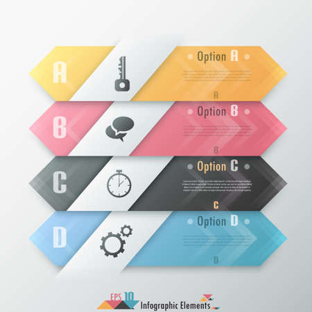 Modern infographics options banner with realistic colorful paper ribbon. Can be used for web design and  workflow layoutern Infographic Options Bannerのイラスト素材