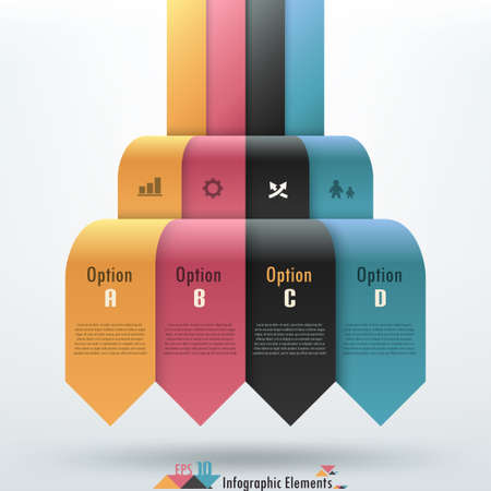 Modern infographics options banner with realistic colorful ribbon. Vector. Can be used for web design and  workflow layoutのイラスト素材
