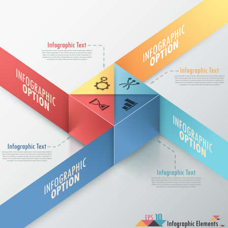 Modern infographics options banner with realistic colorful cube and ribbons. Vector. Can be used for web design and  workflow layoutのイラスト素材