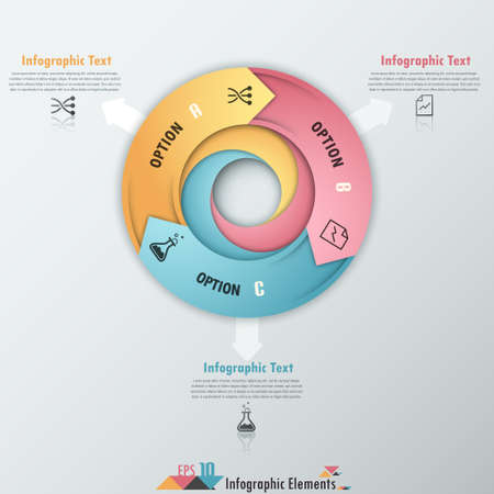 Modern infographics options banner with process template made of coloful ribbons. Vector. Can be used for web design and  workflow layoutのイラスト素材