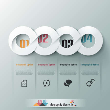 Modern infographic option banner with abstract round ribbon. Vector. Can be used for web design and  workflow layoutのイラスト素材