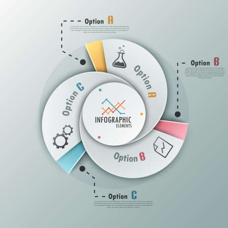 Modern infographics options banner with options template made of spiral ribbons. のイラスト素材