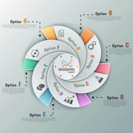 Modern infographics options banner with options template made of spiral ribbons. のイラスト素材