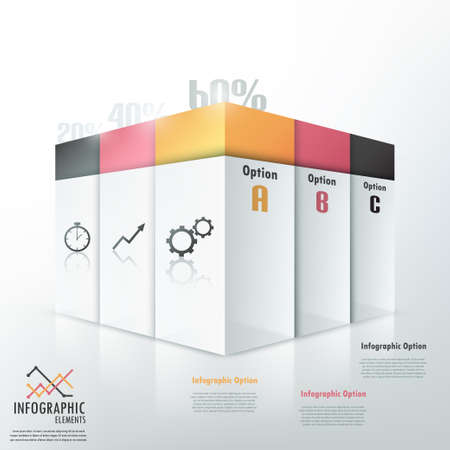 3d modern infographics options banner with colorful blocksのイラスト素材