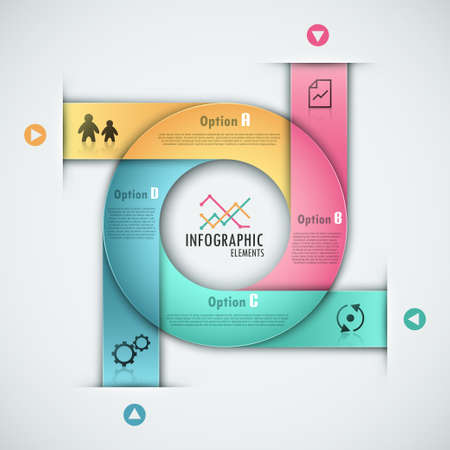 Modern infographics options banner with options template made of colorful ribbonsのイラスト素材