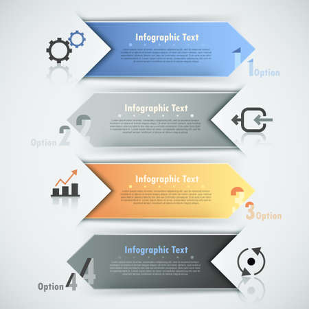 Modern infographics options banner with realistic colorful paper ribbonsのイラスト素材