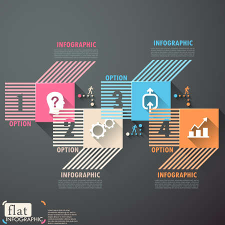 Flat infographic design with lines, rectangles and iconsのイラスト素材