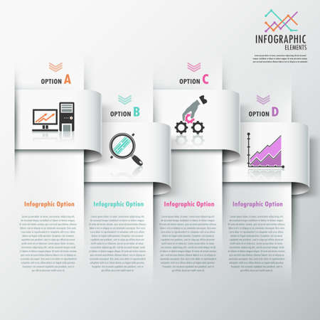 Modern infographics options banner with white paper ribbonsのイラスト素材