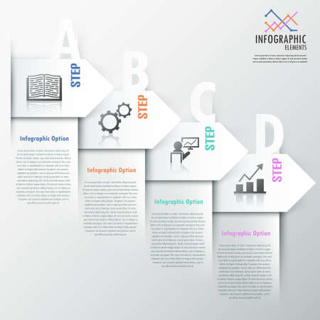 Modern infographics options banner with white paper arrowsのイラスト素材