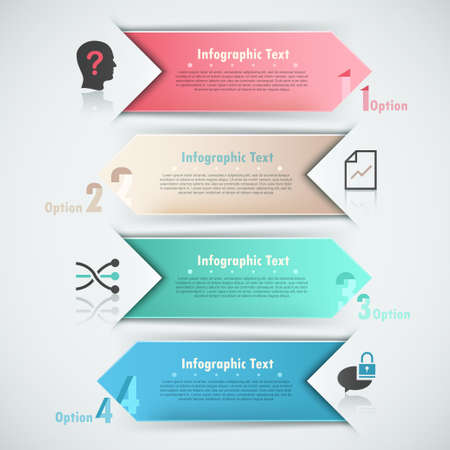 Modern infographics options banner with realistic colorful paper ribbonsのイラスト素材