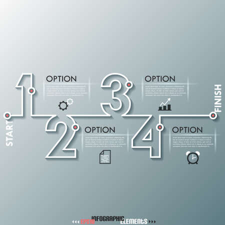 Modern infographics process template with numbers made of white line. Vector. Can be used for web design and  workflow layoutのイラスト素材