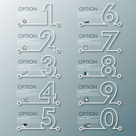 Modern infographics process template with set of numbers made of white line. Vector. Can be used for web design and  workflow layoutのイラスト素材