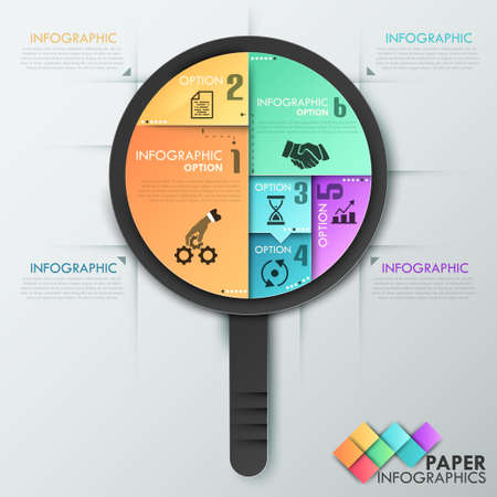 Modern infographics options banner with loop made of colorful sheets. Vector. Can be used for web design and  workflow layoutのイラスト素材