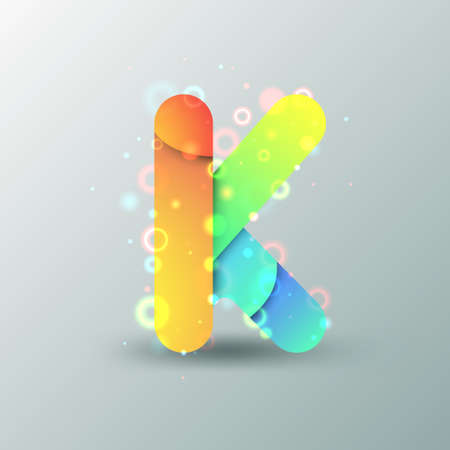 Modern Capital Letter K made of colorful paper with light reflexionsのイラスト素材