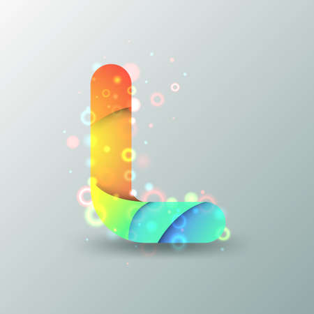Modern Capital Letter L made of colorful paper with light reflexionsのイラスト素材