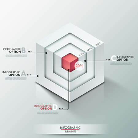3d Modern infographics options banner with realistic cube divided into 4 options. Vector. Can be used for web design and  workflow layoutのイラスト素材