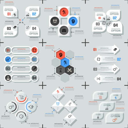 Set Of 9 Flat Minimal Infographicsのイラスト素材