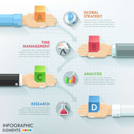 Business hands teamwork infographics template. のイラスト素材