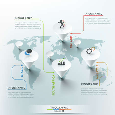 world map illustration and infographics design template.のイラスト素材