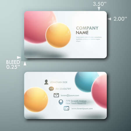 Modern simple light business card template with realistic spheresのイラスト素材