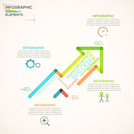 Modern infographics options banner with colorful arrow in outline styleのイラスト素材