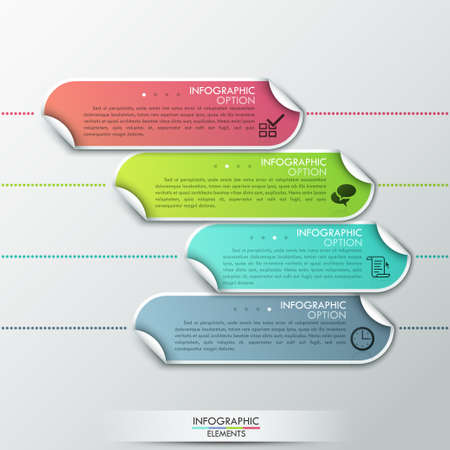 Abstract infographics template design with paper ribbons - vector illustration. Business concept with four options, parts, steps or processes.のイラスト素材