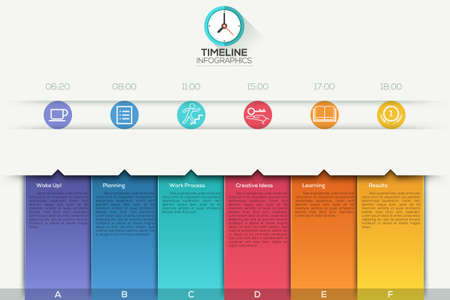 Business timeline infographic template with paper ribbons. can be used for workflow layout, banner, diagram, number options, web design.のイラスト素材