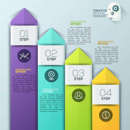 Modern arrow infographics element origami style. can be used for workflow layout, diagram, number options, step up options, web design.のイラスト素材