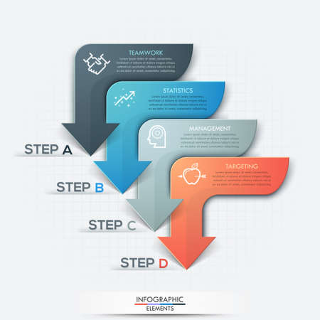 Modern arrow business template. Vector illustration. Can be used for workflow layout, diagram, number options, web design, infographics and timeline.のイラスト素材