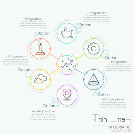 Modern business circle choice line style options banner. Vector illustration. can be used for workflow layout, diagram, number options, step up options, web design, infographics.のイラスト素材