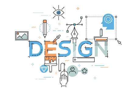 Modern vector illustration concept of word design. Thin line flat design banner for website and mobile application, easy to use and highly customizable.のイラスト素材