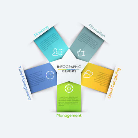 Vector star arrows ribbons infographics set. Template for diagram, graph, presentation and chart. Business concept with 5 options, parts, steps or processes. Abstract background.のイラスト素材