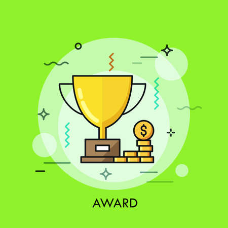 Trophy for first place winner icon thin line for web and mobile, modern minimalistic flat design. Modern style logo vector illustration concept.のイラスト素材