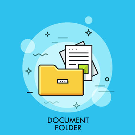 Document folder, flat design thin line banner, usage for e-mail newsletters, web banners, headers, blog posts, print and moreのイラスト素材