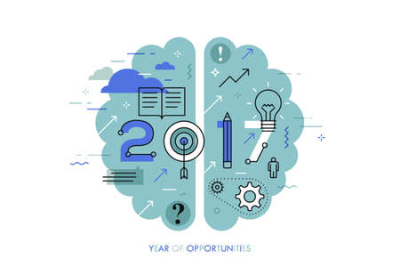 Infographic concept 2017 year of opportunities. New hot trends and prospects in education, global...