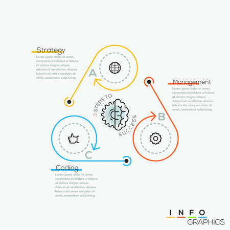 Thin line minimal arrow business cycle infographic template. Vector illustration. Can be used for workflow layout, diagram, number options, web design, infographics and timeline.のイラスト素材