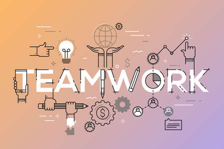 Modern vector illustration concept of word teamworkのイラスト素材