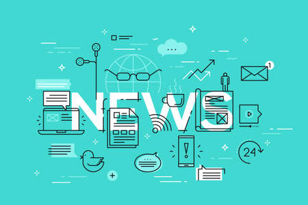 Modern thin line design concept for news website banner.のイラスト素材