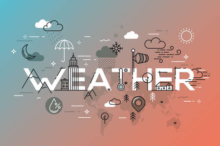 Weather Concept with vector icons and elements.のイラスト素材